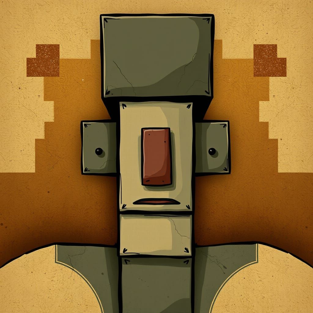 Surreal Block-Shaped Human in Digital Art