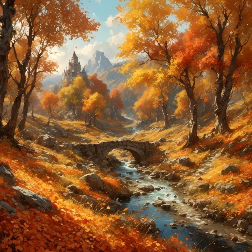 Autumn Princess in Realistic Painting Style