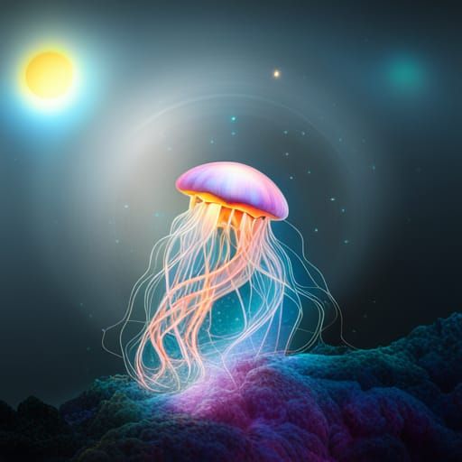 Holographic Cosmic Jellyfish Illustration by Pablo Amaringo