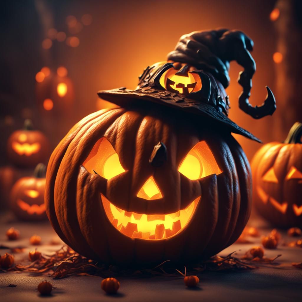 Festive Jack-O'-Lantern Wishes a Happy Halloween