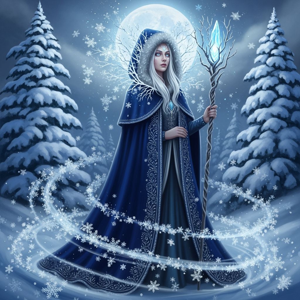 Winter Queen in Snow, Digital Art Style