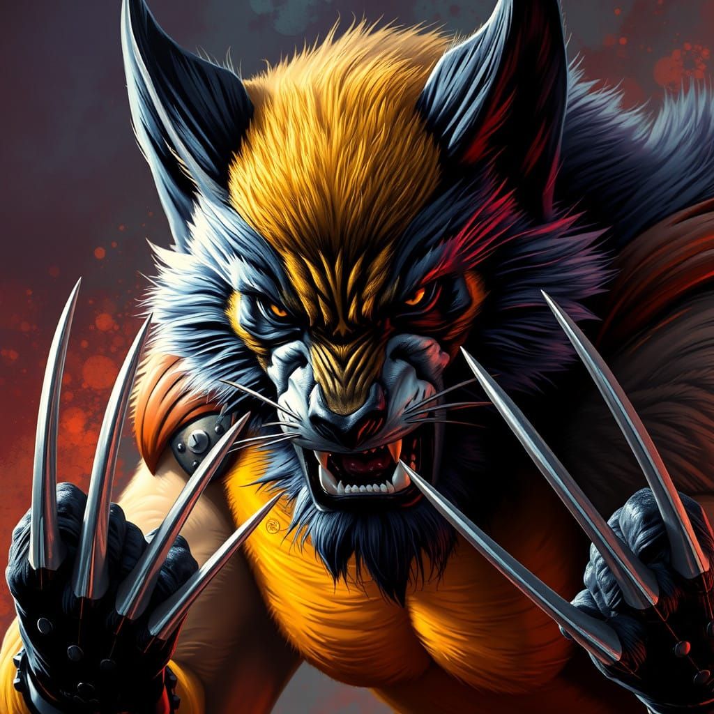 Majestic Wolverine in Heroic Hyperrealistic Art