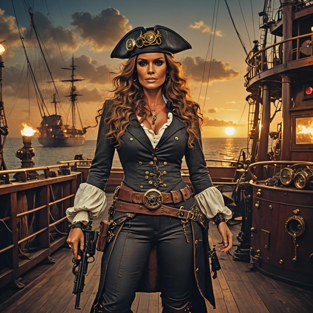 Steampunk Pirate Catherine Bach Firing Cannon