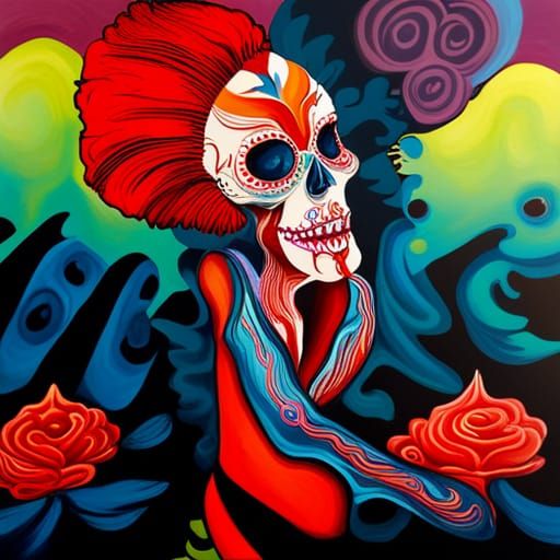 Vibrant Sugar Skull Aladdin Sane Portrait