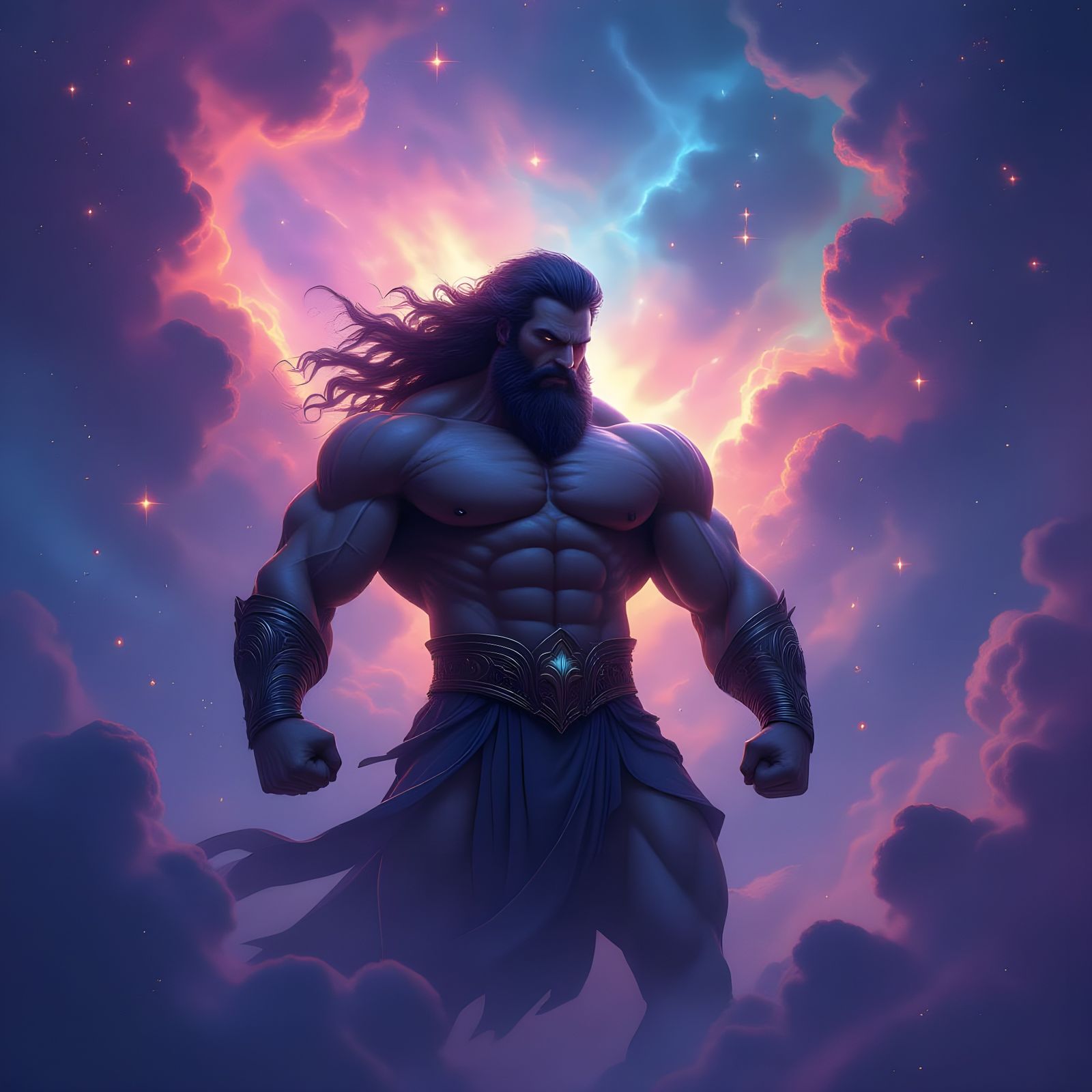 Astral Hercules in Cosmic Nebula