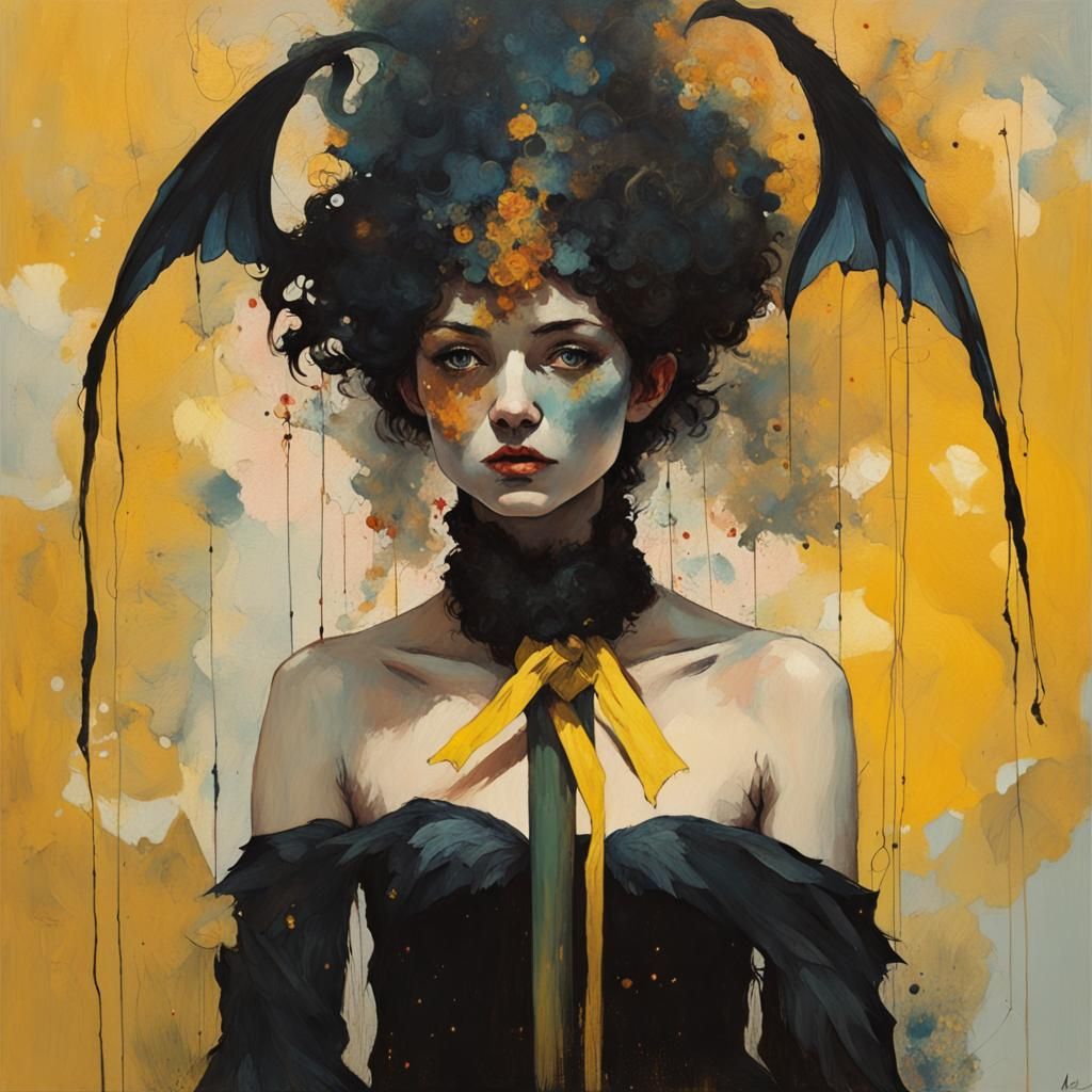 Figure with Scepter and Wings in Oil Painting Style