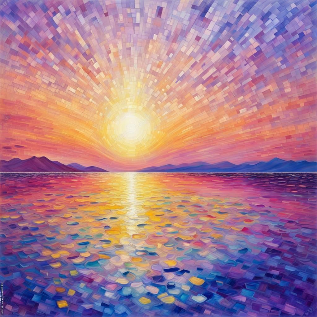 Abstract Bay with Mosaic Oil Slicks