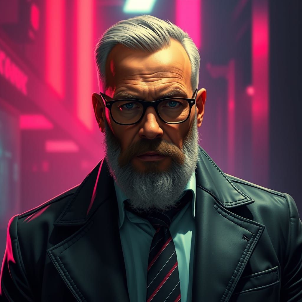 Cyberpunk Executive in Neon Shadows