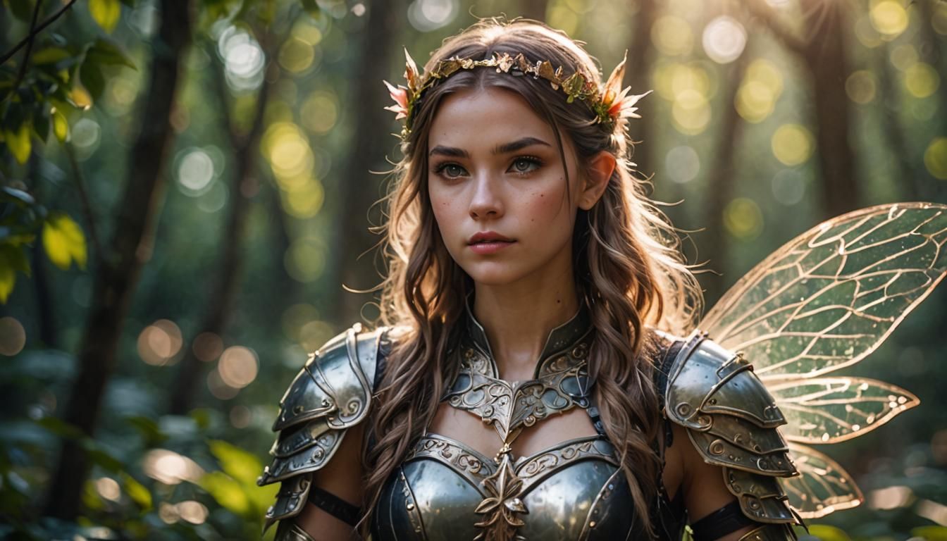 Beautiful Fairy Warrior Girl in Sharp Focus