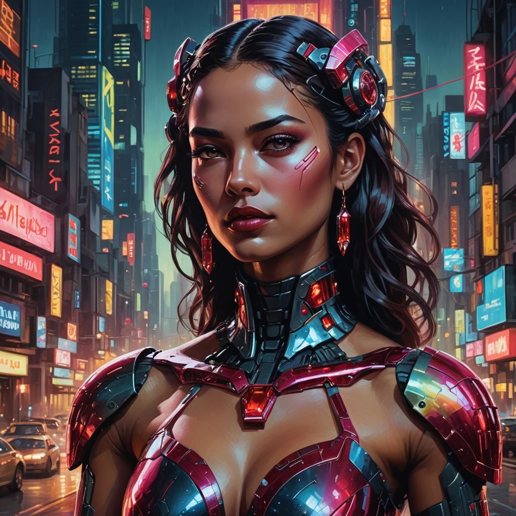 Mujer brasileña futurista Androide