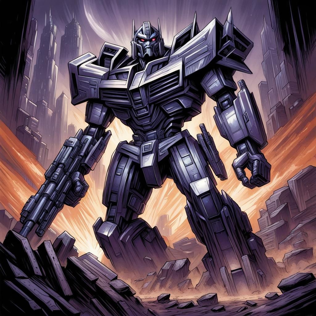 Megatron in Comic Book Art Style