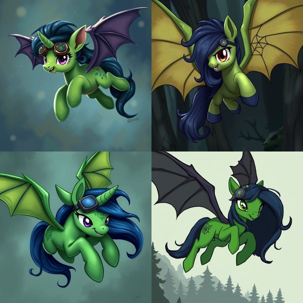 Bat-Winged Pony Plummets: A Digital Illustration