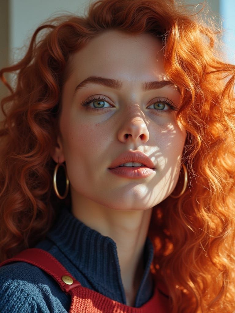 Ginger Heroine in Cinematic Film Still