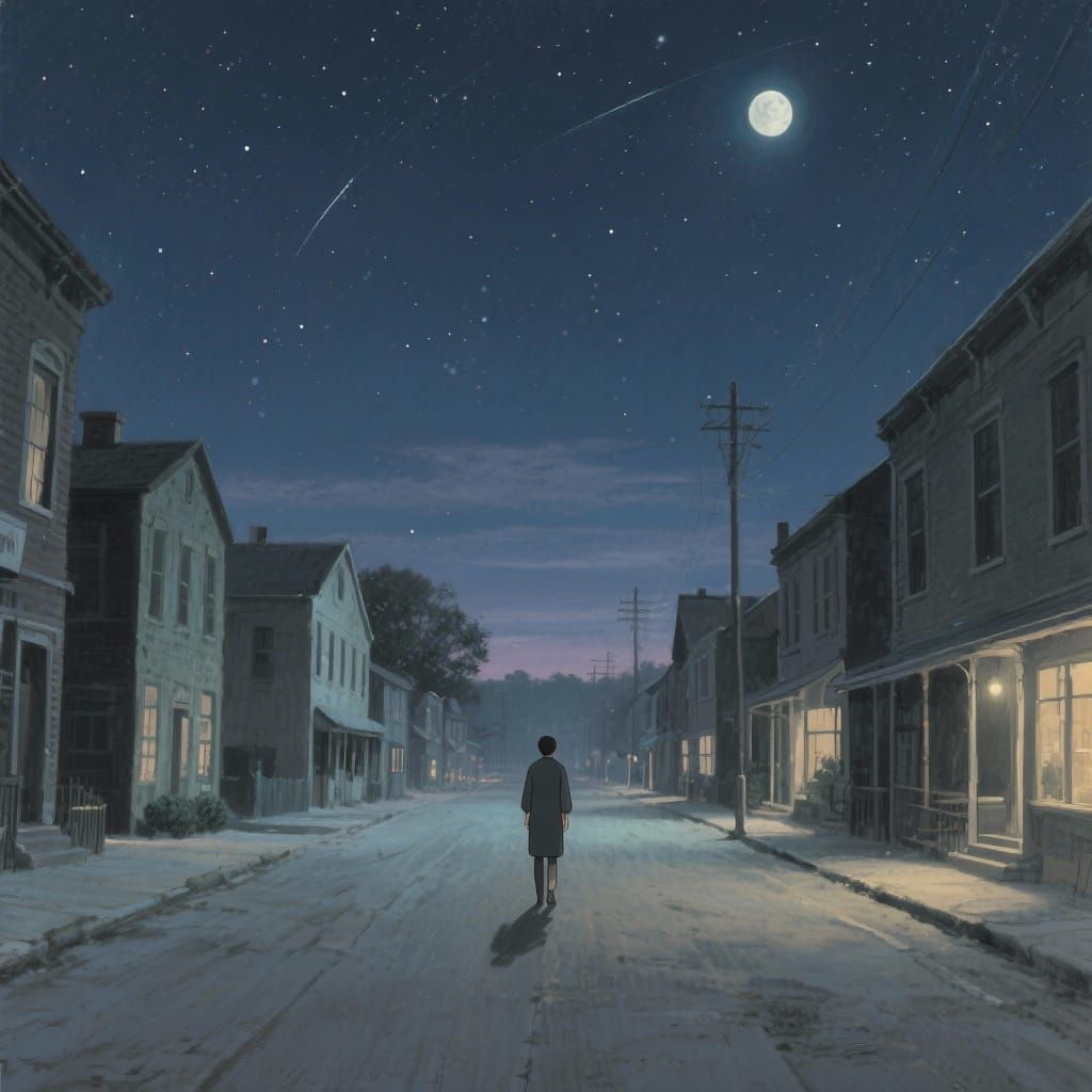 Lonely Figure in Sleepy Town: Hopperesque Style