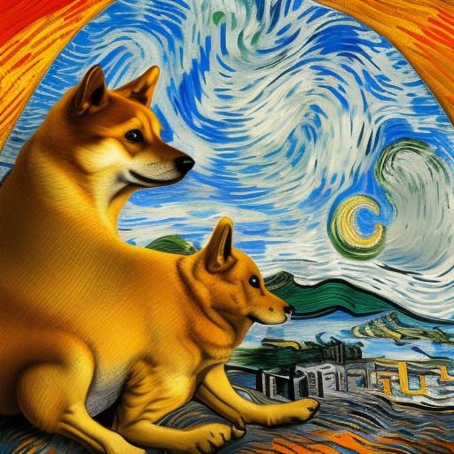 Surreal Dog in Sunglasses, Detailed Matte Painting