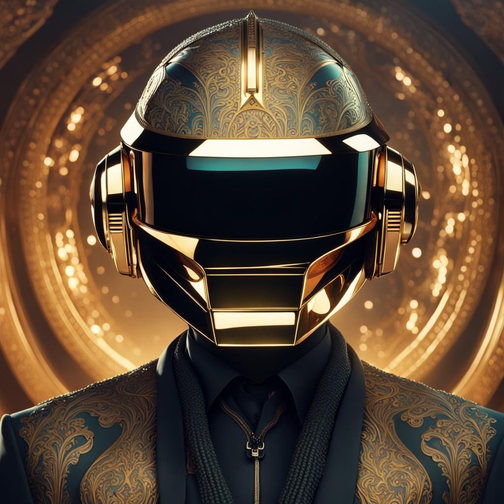 Ornate Daft Punk Helmet in Digital Matte Painting