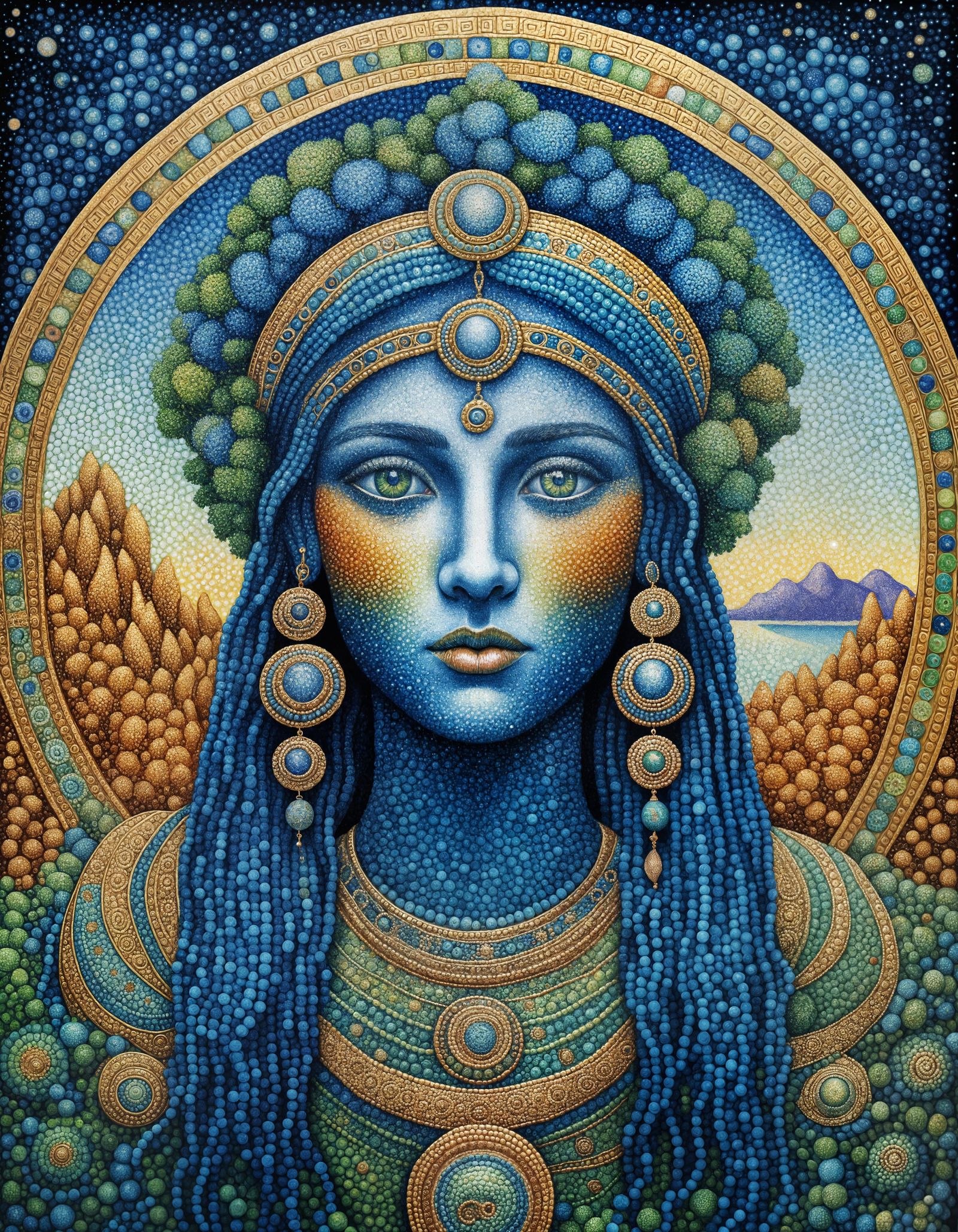 Gaia in Pointillism Style with Hyperdetailed Beads