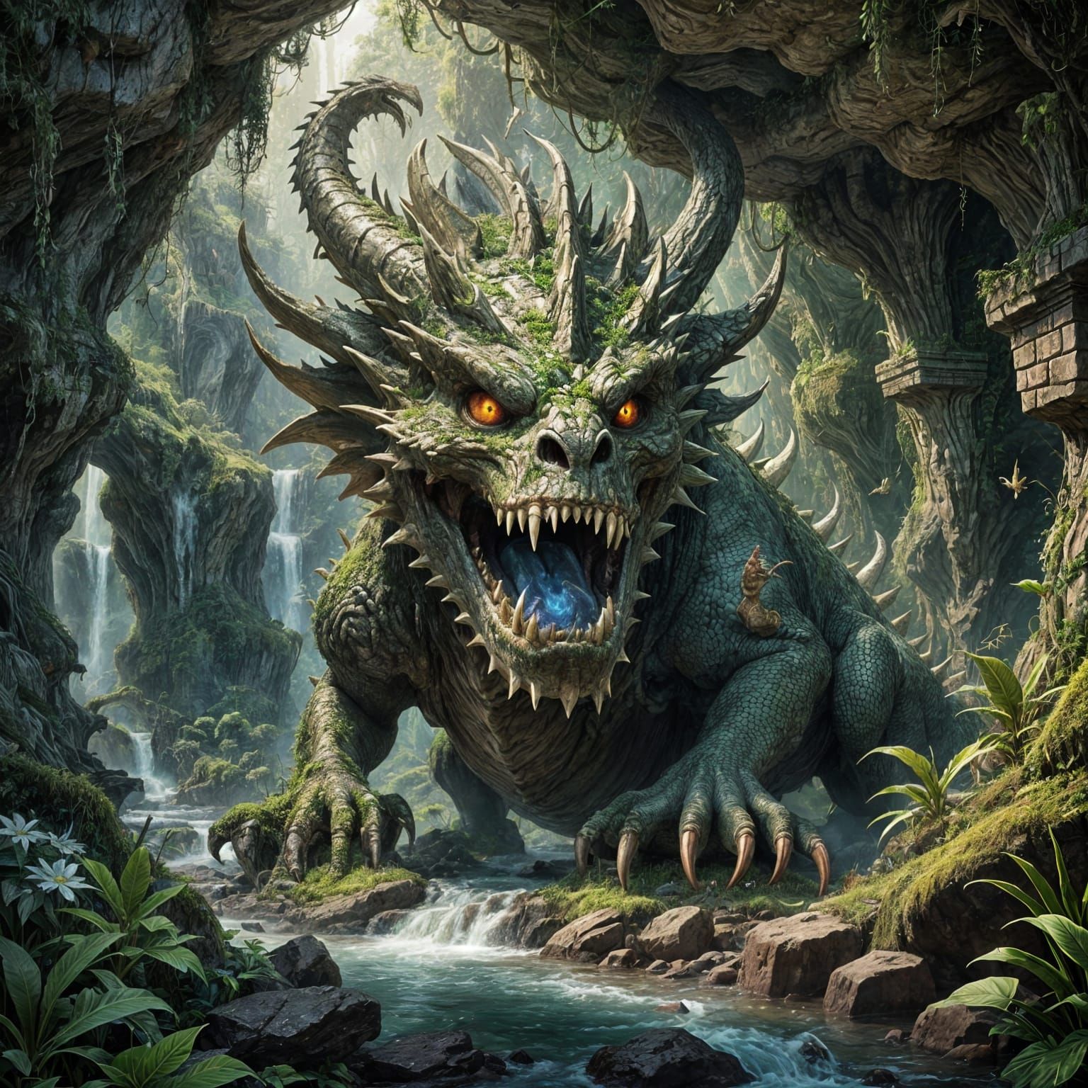 Miniature World Inside a Dragon Skull