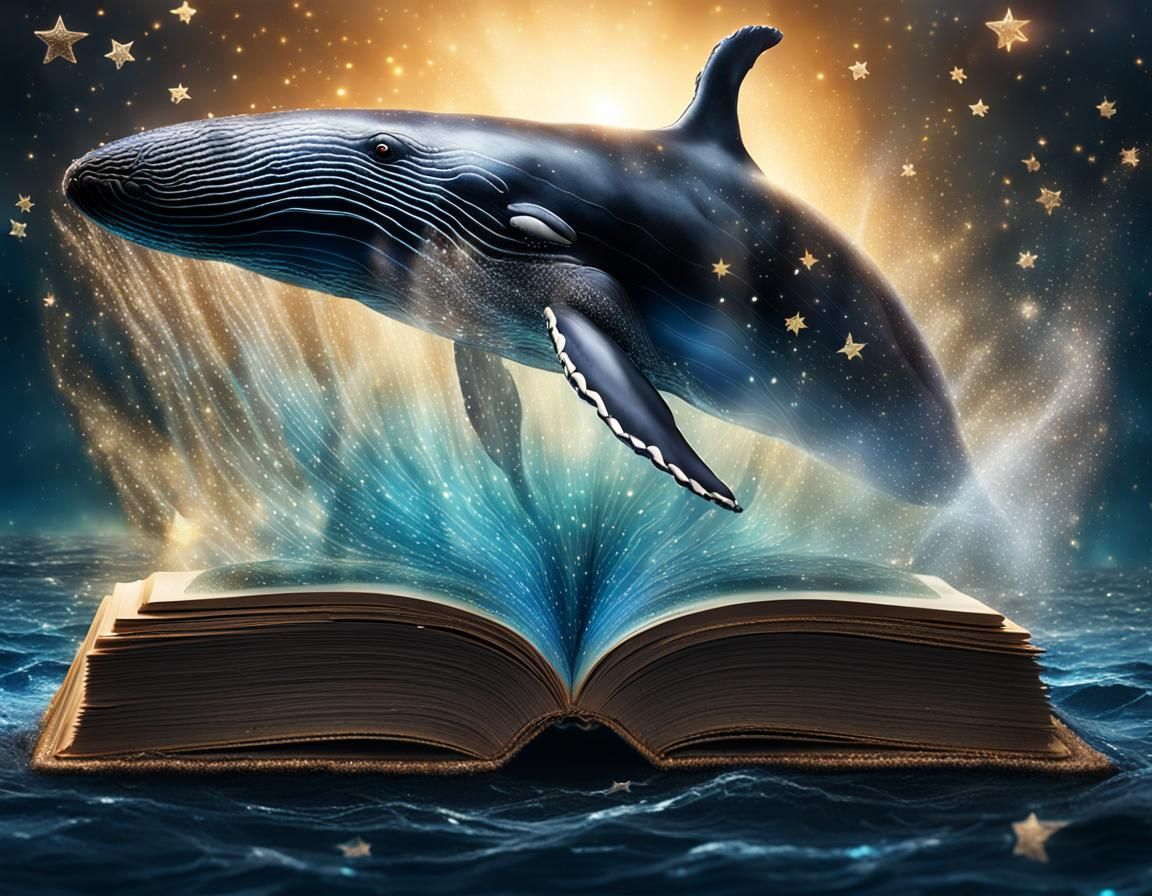 Whale Emerges From Book in Magical Realism