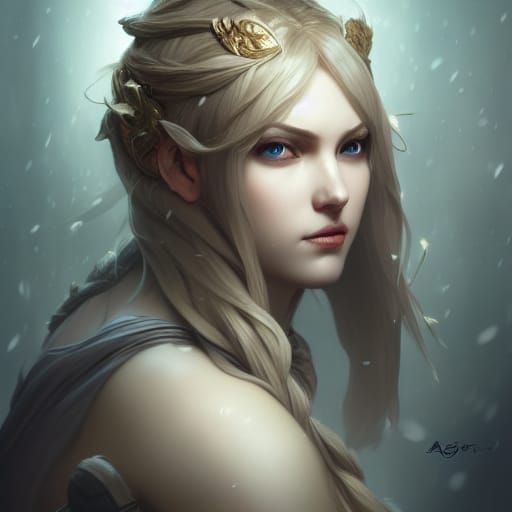 Detailed Portrait of a Norn Warrior in Snowfall