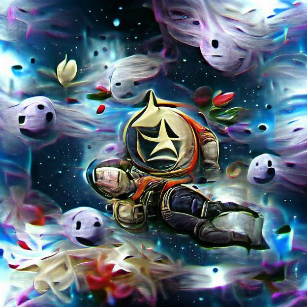 Lonely Space Captain Amidst Floating Stars