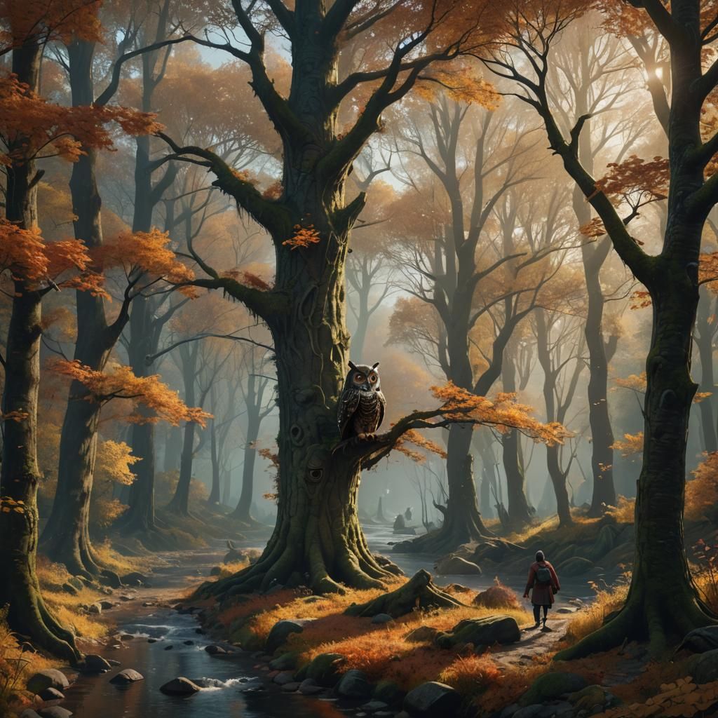 Autumnal Forest Walk: Fantasy Concept Art