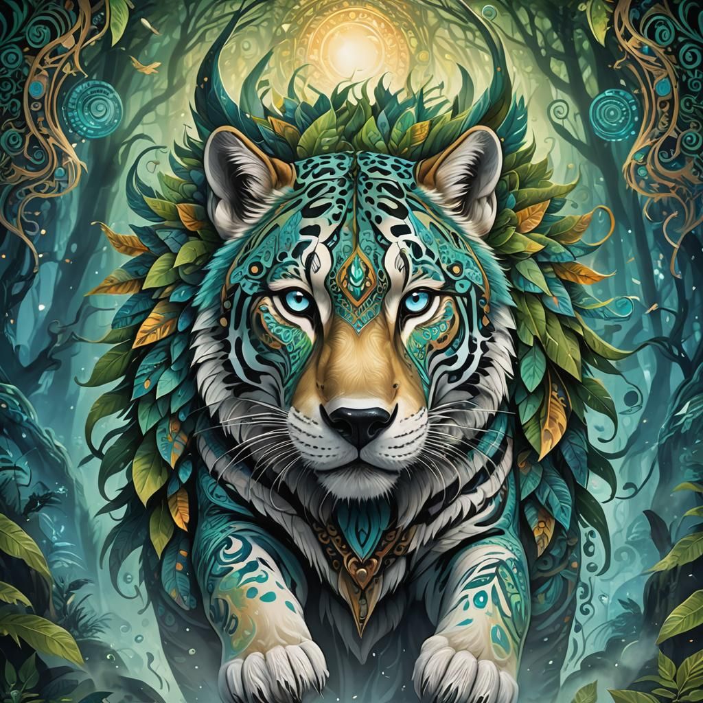 Jaguar-Husky Fusion: Mystical Creature in Digital Art