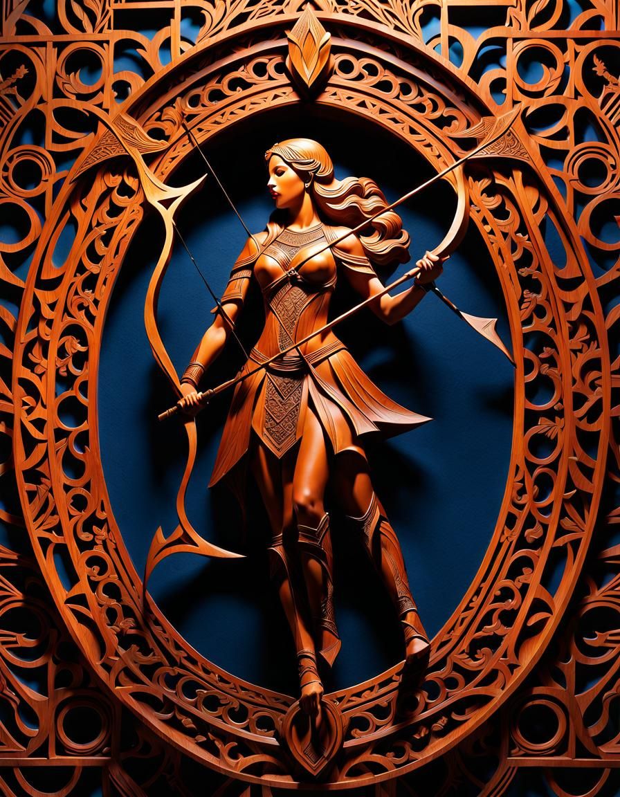 Gothic Wooden Wall Sculpture of an Archer