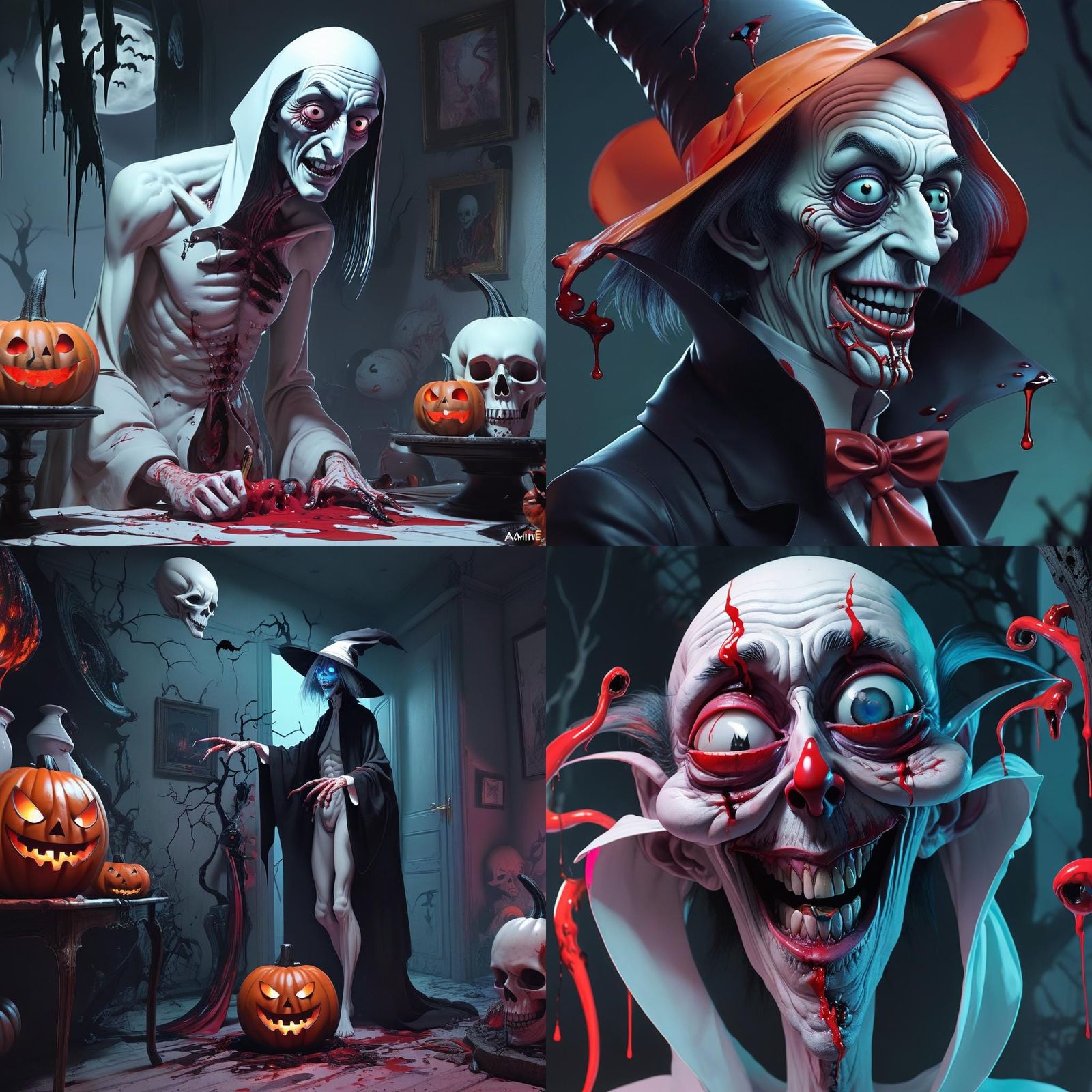 Trippy Halloween Horror Concept Art in Anime Style