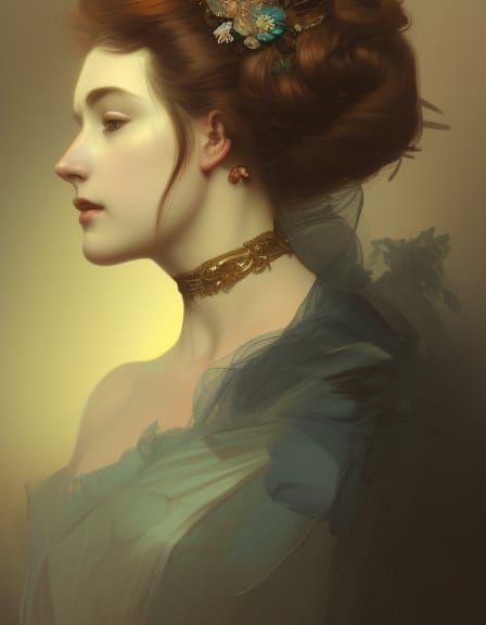 Victorian Lady Portrait in Hyperdetailed Style