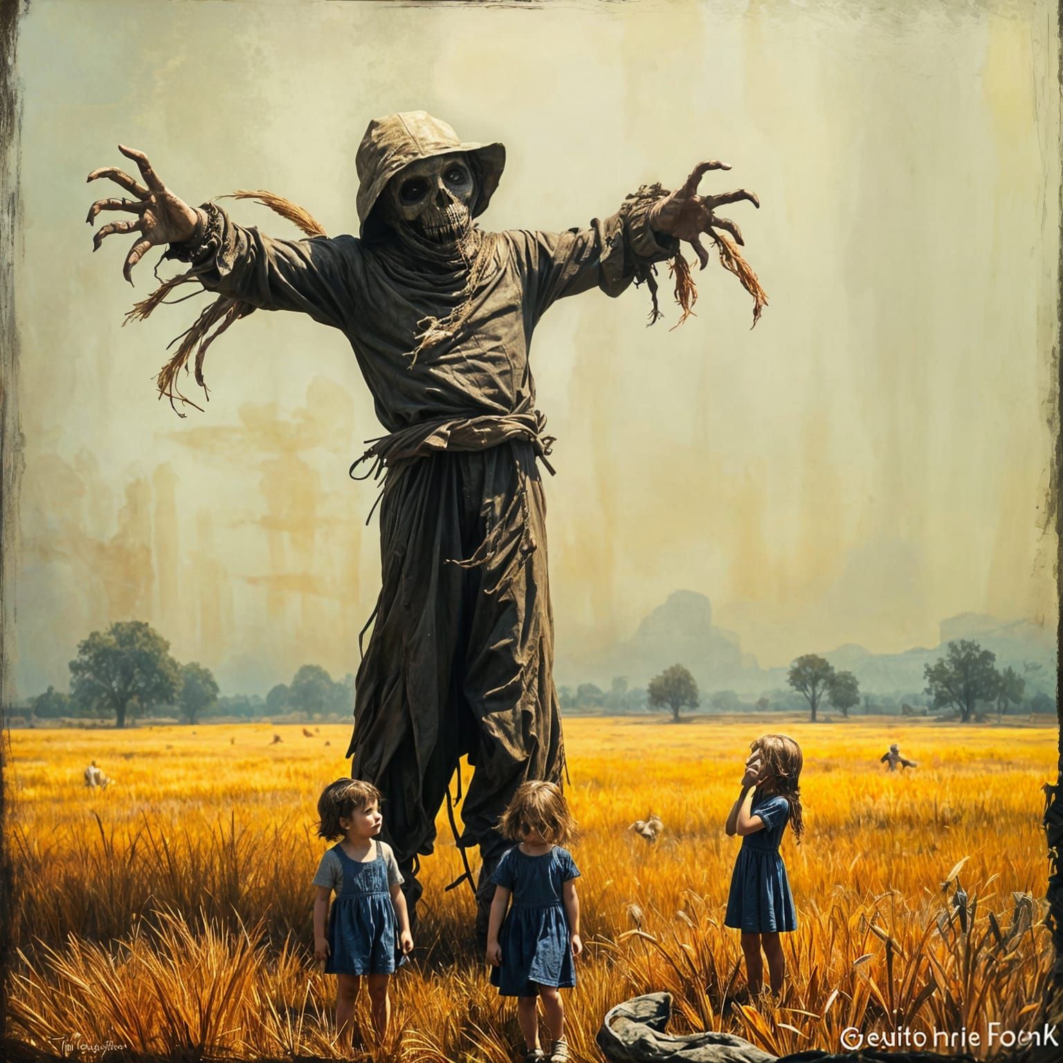 Grim Reaper of the Harvest in a Field of Fright