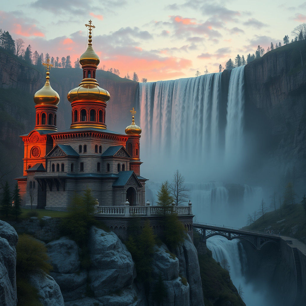 Orthodox Monastery at Dusk: Fantasy Concept Art
