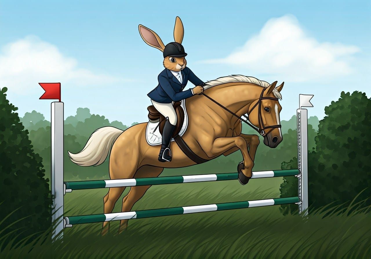 Rabbit Rider in Steeplechase Competition