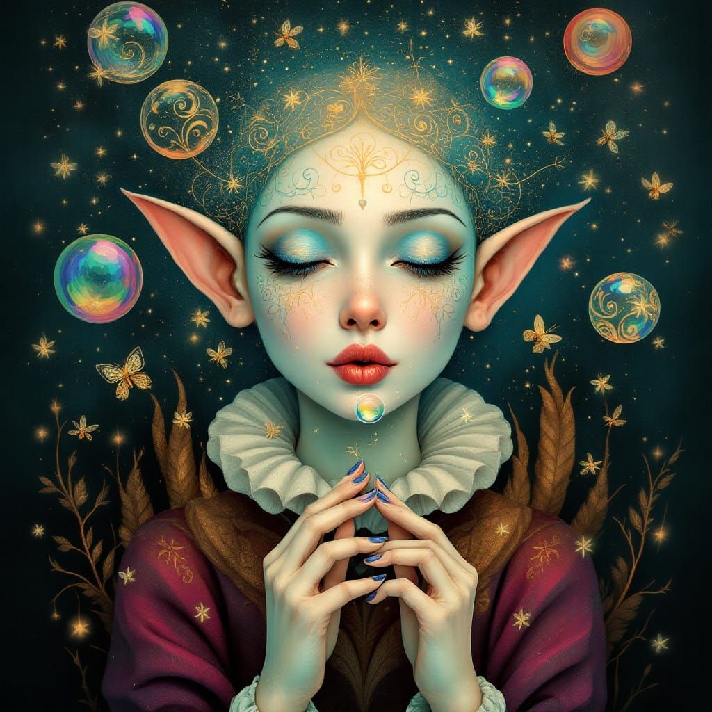 Fairy Woman Blending Surrealism and Folk Art