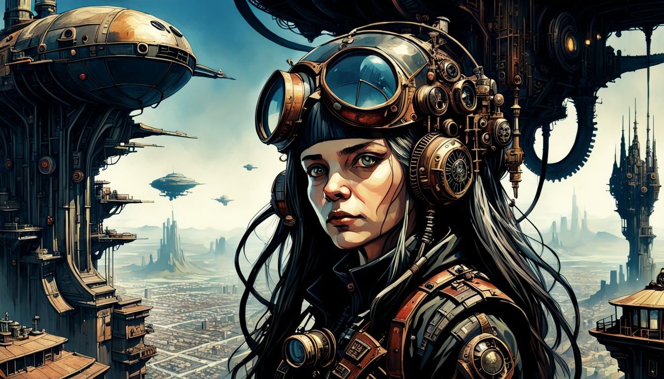 Steampunk Pilot Concept Art as Art Nouveau-Inspired Film Pho...