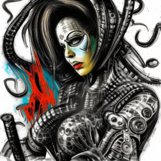 Cosmic Alien Slug Thugs in HR Giger Style