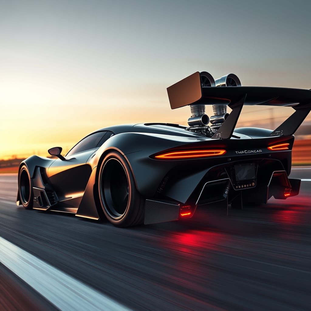 Futuristic Wide-Body Hypercar on Racetrack