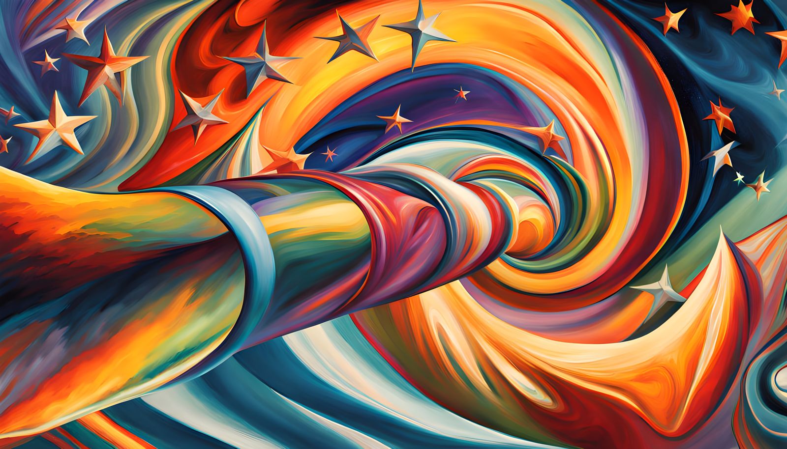 Surreal Cosmic Odyssey in Vibrant Widebrush Oil Painting Sty...