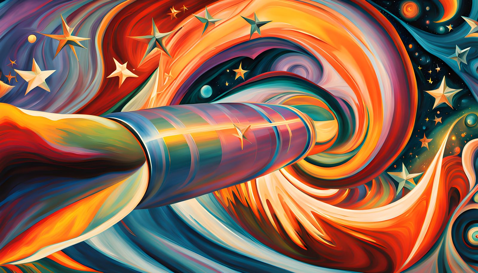 Cosmic Odyssey in Vibrant Oil
