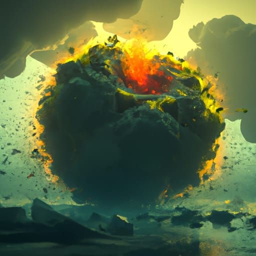 Nuclear Explosion Fallout in Detailed Matte Painting