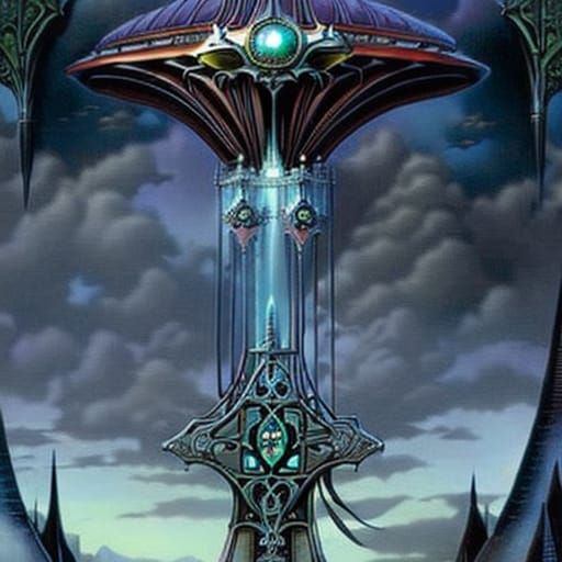 Retrofuturistic Metropolis in Art Nouveau Style