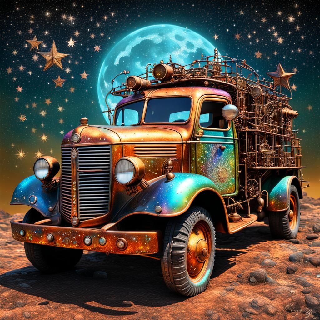 Colorful Steampunk Truck with Hanging Stars