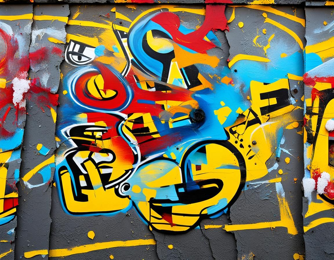 Abstract Street Art on Beco Wall in Expressionist Style