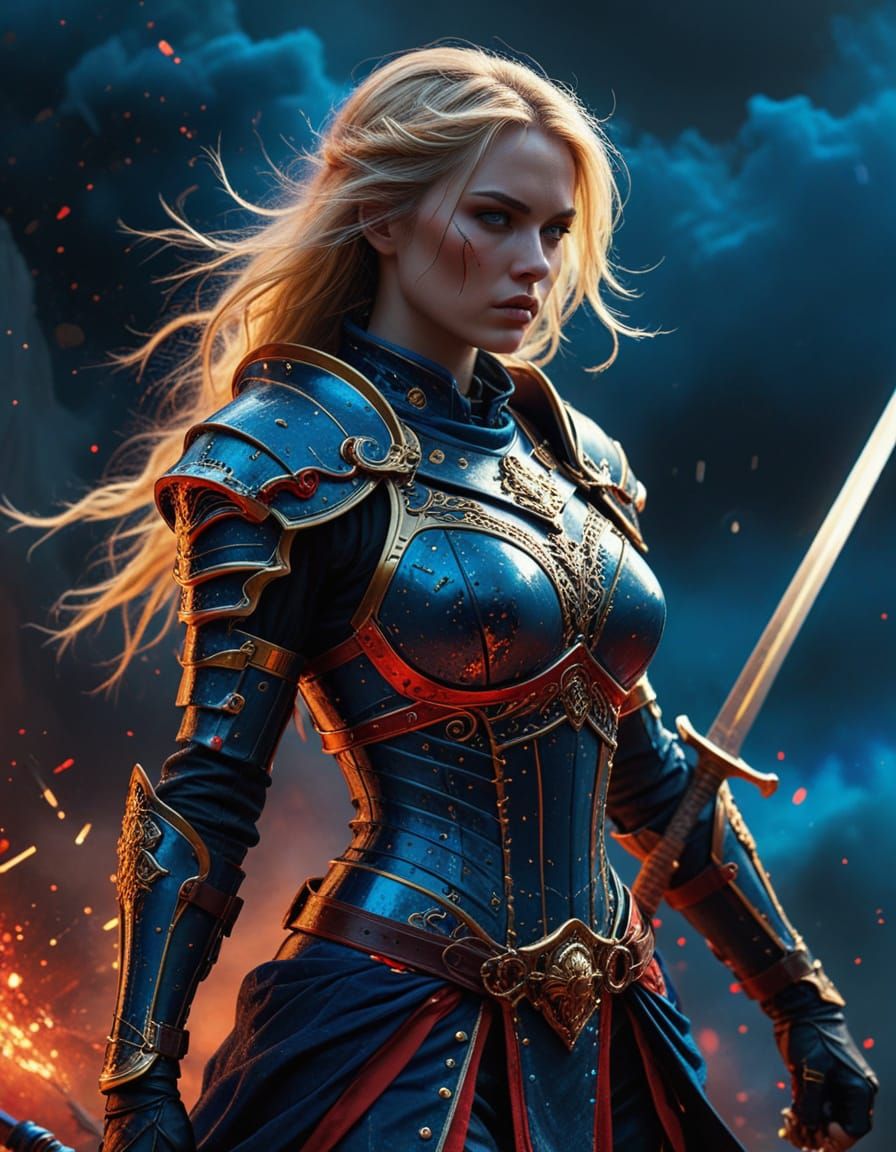 Female Warrior with Sword in Luis Royo Style