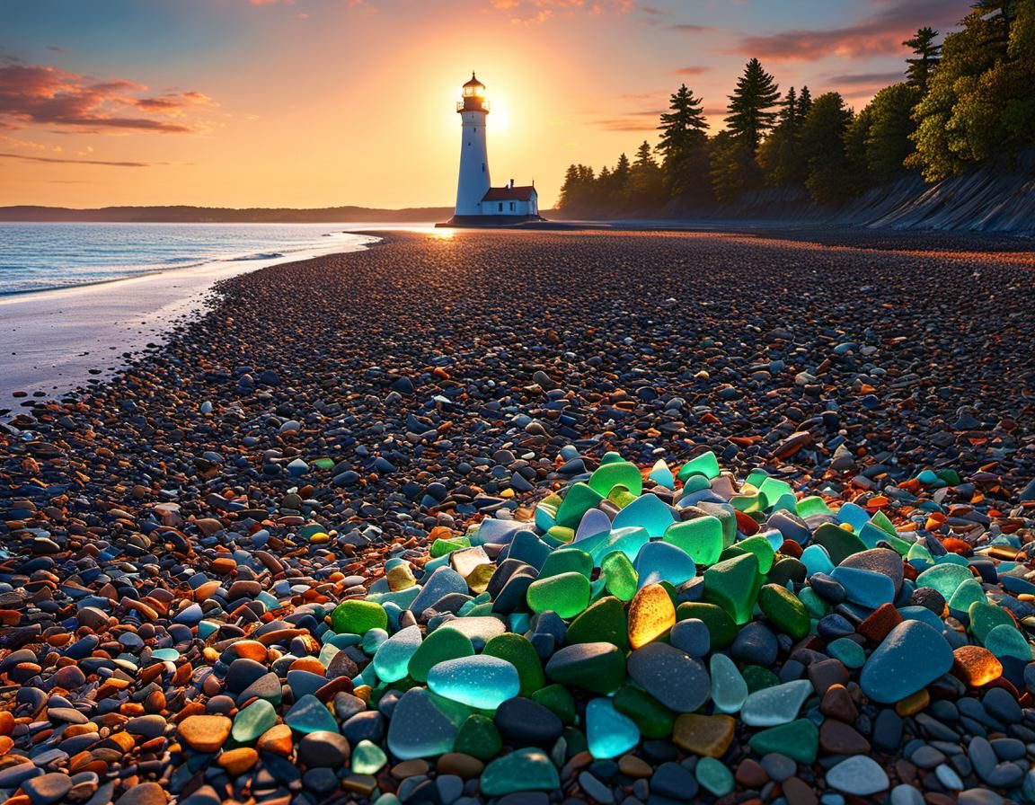 Sunset Sea Glass on Presque Isle Beach