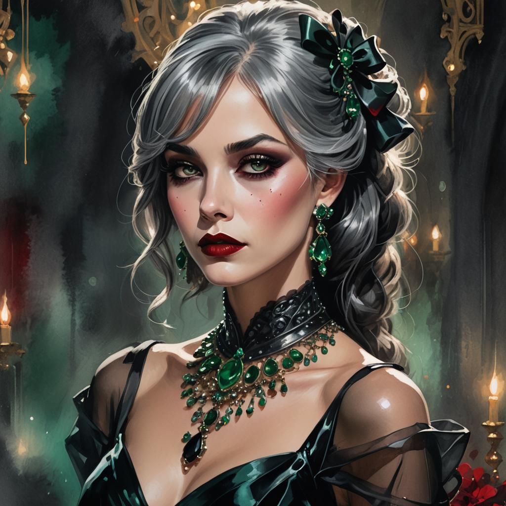 Gothic Opulence: Glamour in Lavish Evening Gown