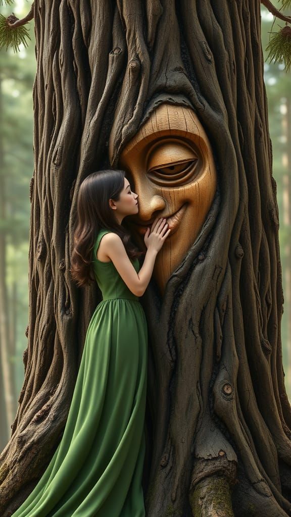 Whimsical Tree Transformation in Miyazaki Style