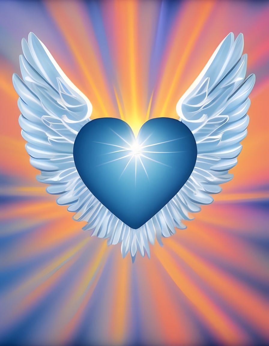 Sky Blue heart with angel wings