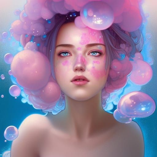 Girl in Bubble Bath Portrait with Volumetric Lighting