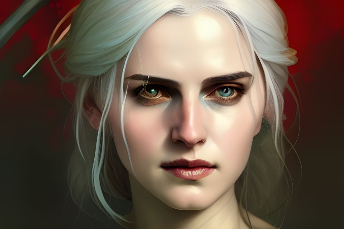 Ciri Portrait in Digital Watercolor Art Style